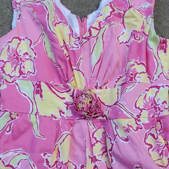 SOLDLilly Pulitzer floral vneck rosette dress pink - Picture 2 of 4